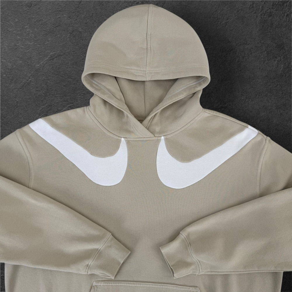 Nike Sportswear Double Swoosh Oversized Hoodie Beige DR6199-206 Womens Small